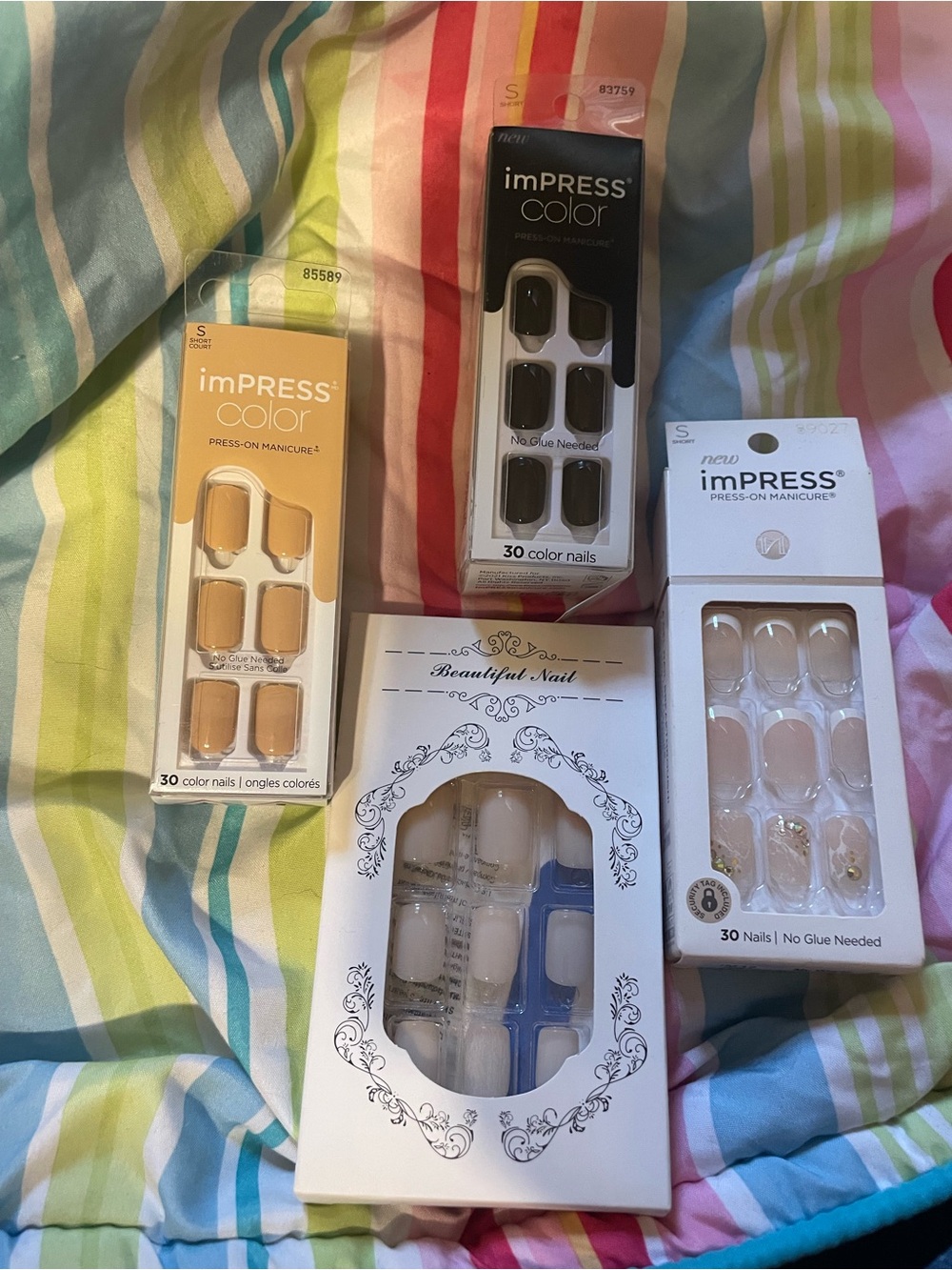 imPRESS Color Press-On Nails in Black, Beige, White Mix